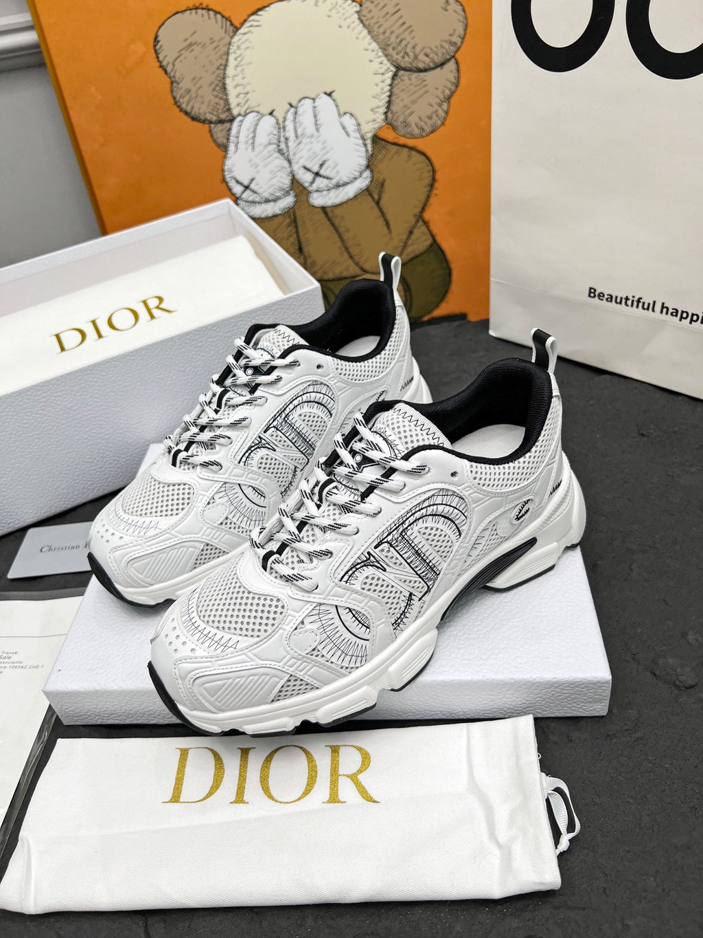 CD CHRONO SNEAKERS IN WHITE AND BLACK MESH