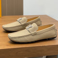 LV LOAFER IN DARK CREAM WRINKLE CALFSKIN WITH SILVER LOGO