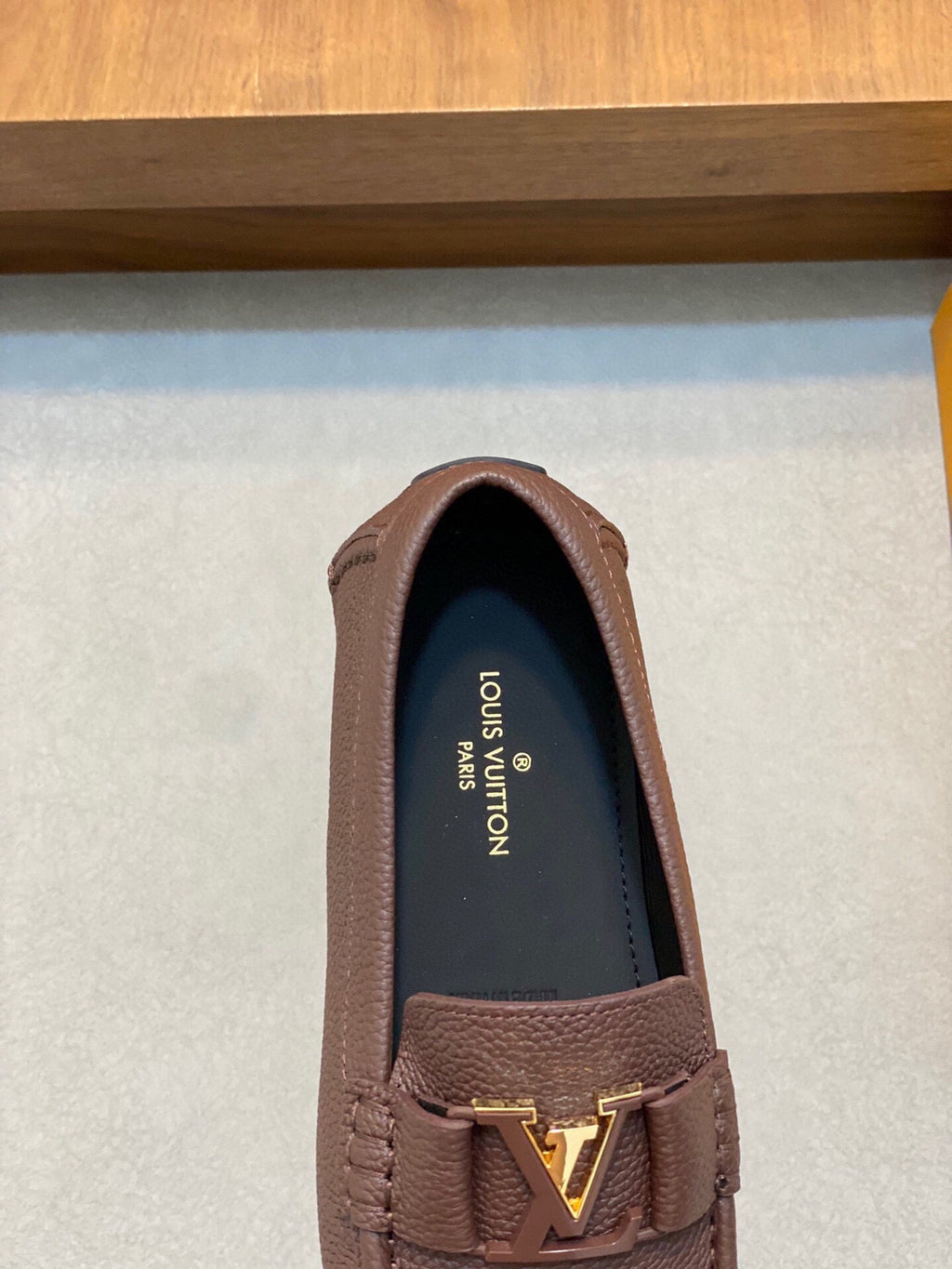 LV LOAFER IN CHOCOLATE BROWN WRINKLE CALFSKIN