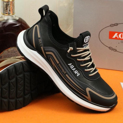 PRA SNEAKER IN BLACK MIX GOLD CALFSKIN AND BREATHABLE MESH