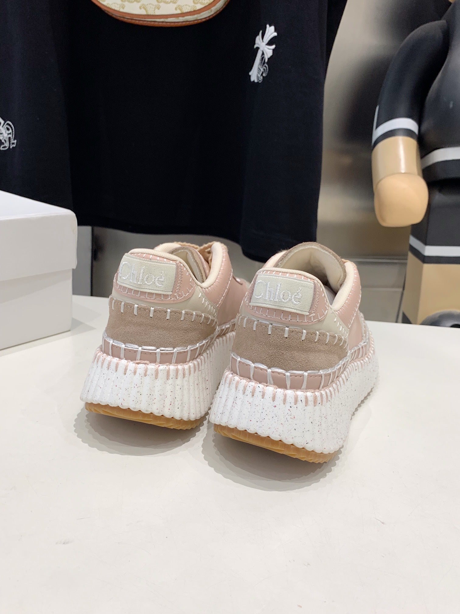 NAMA SNEAKER 5 CM IN LIGHT PINK CALFSKIN