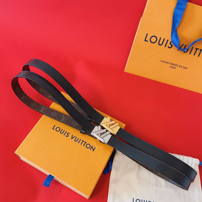 LV GO-14 20MM BELT IN BLACK CALFSKIN GOLD HARDWARE