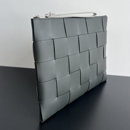 LARGE CASSETTE POUCH 35 IN CORDUROY GRAY CALFSKIN