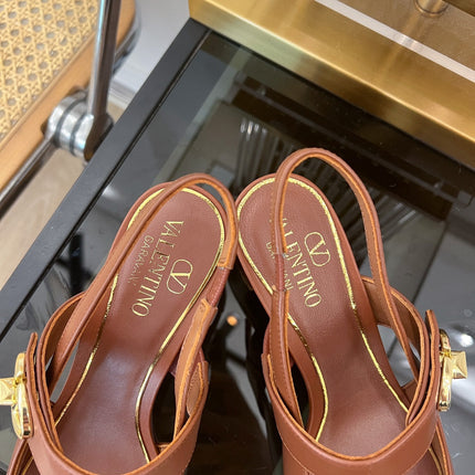 MARY-JANE VLOGO LOCKER SLINGBACK PUMPS CHOCOLATE BROWN SHEEPSKIN 60 MM