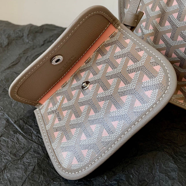 ANJOU MINI BAG 20 IN GREY MIX PINK GOYARDINE CANVAS AND CALFSKIN