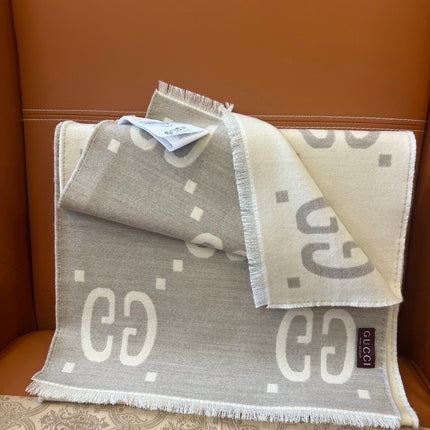 GUCCI 25S SCARF 190 IN WOOL SILK 636368