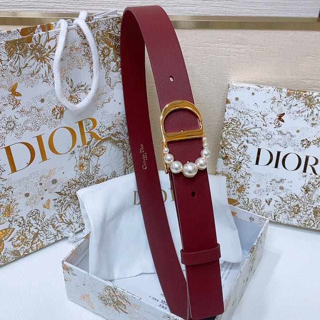 DIOR 25S BELT 30 MM IN RED CALFSKIN 586579