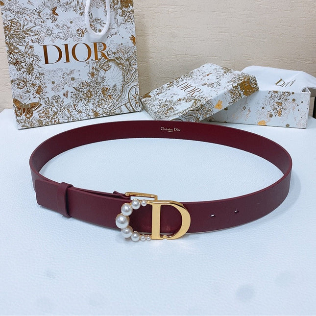 DIOR 25S BELT 30 MM IN RED CALFSKIN 586579