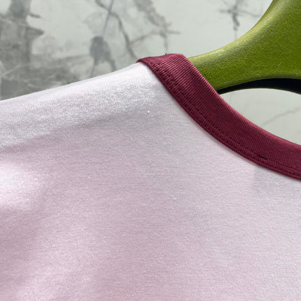 Gucci Embroidered Short Sleeves T-shirt Pink Cotton