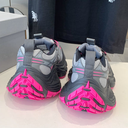 DAD SHOES IN GRAY MIX PINK MESH AND CALFSKIN