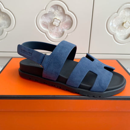 HM 26S CHYPRE SANDAL WITH BACK STRAP IN BLUE SUEDE