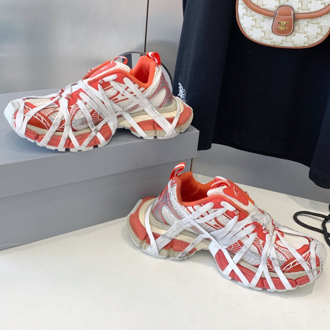 3XL EXTREME LACE SNEAKER ORANGE MIX DUST WHITE AND SILVER