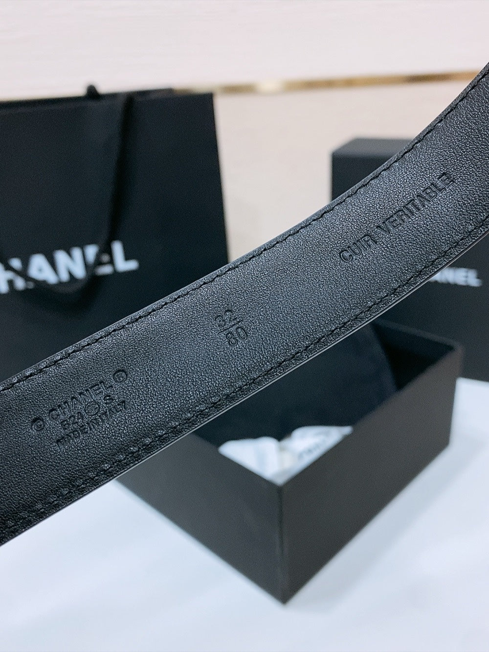 BELT 30MM IN BLACK QUILTED CALFSKIN INTERWOVEN RECTANGULAR BUCKLE