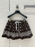 MIUMIU EARTH BROWN PLEATED MIDI SKIRT