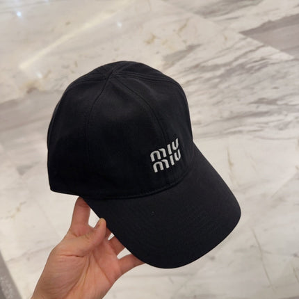 MIUMIU BASEBALL CAP IN BLACK FABRIC EMBROIDERED LOGO STYLE 5
