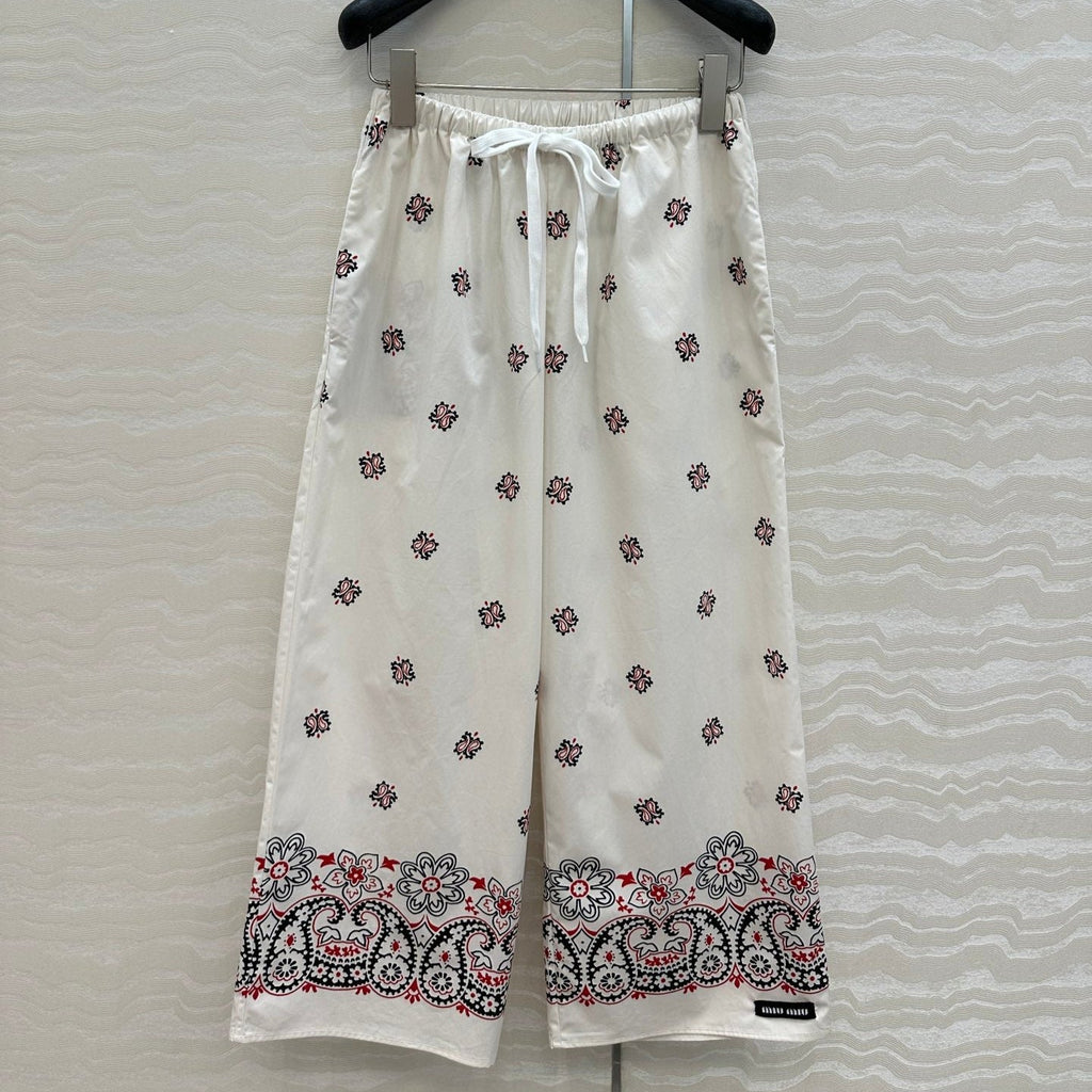 MIUMIU STRAIGHT-LEG CROPPED PANTS WITH ELASTIC WAISTBAND 261440