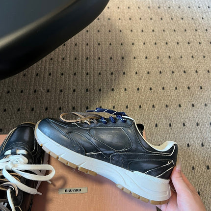 MIUMIU 26S SNEAKERS 530 SL IN BLACK CALFSKIN