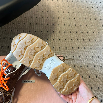 MIUMIU 26S SNEAKERS 530 SL IN DARK BROWN CALFSKIN