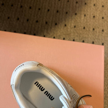 MIUMIU 26S SNEAKERS 530 SL IN WHITE CALFSKIN