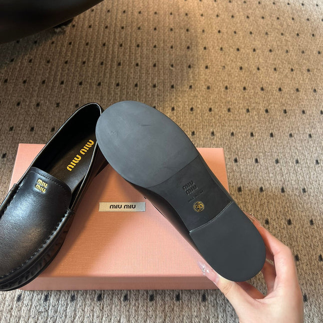 MIUMIU 26S LOAFERS IN BLACK CALFSKIN