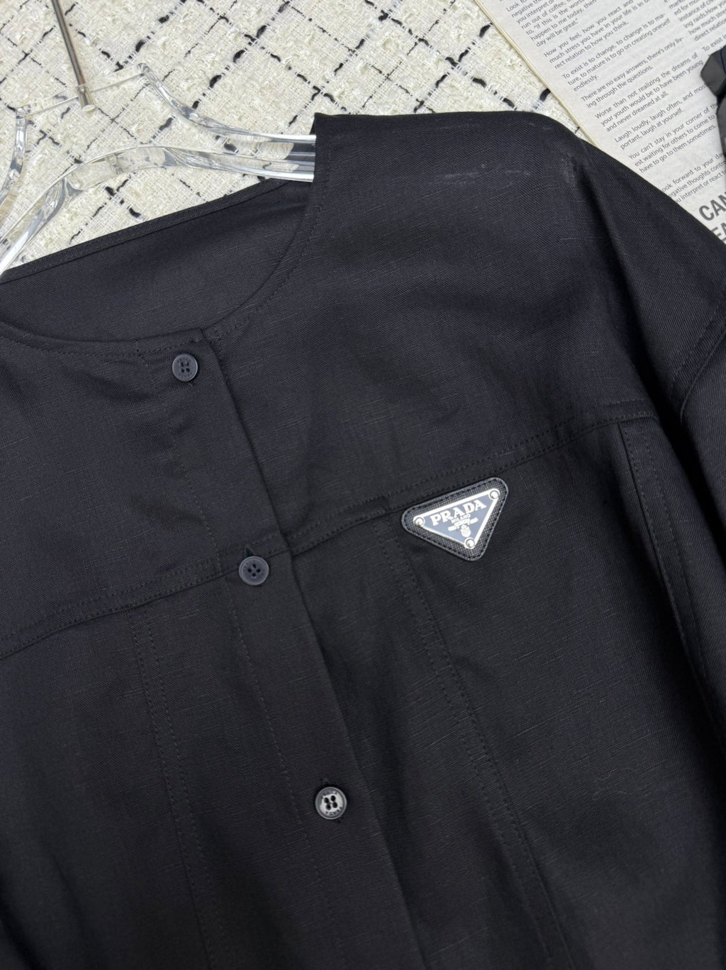 PRADA 25S LIGHTWEIGHT ROUND-NECK LINEN JACKET 368