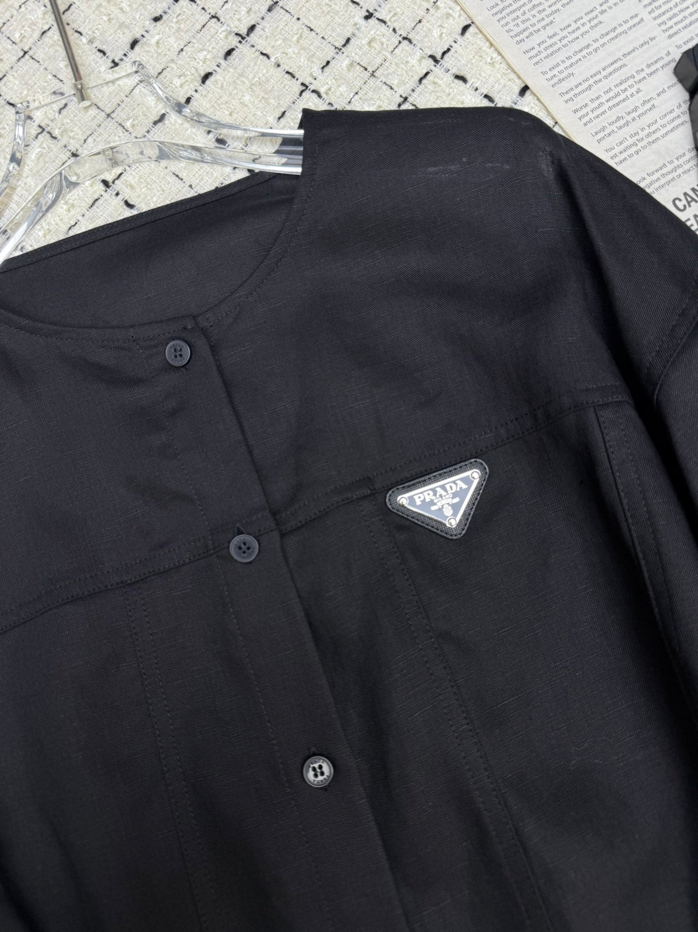 PRADA 25S LIGHTWEIGHT ROUND-NECK LINEN JACKET 368