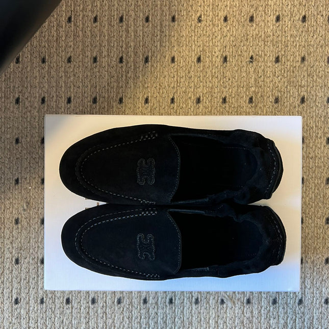 CELINE 25S LOAFERS FLAT IN BLACK SUEDE