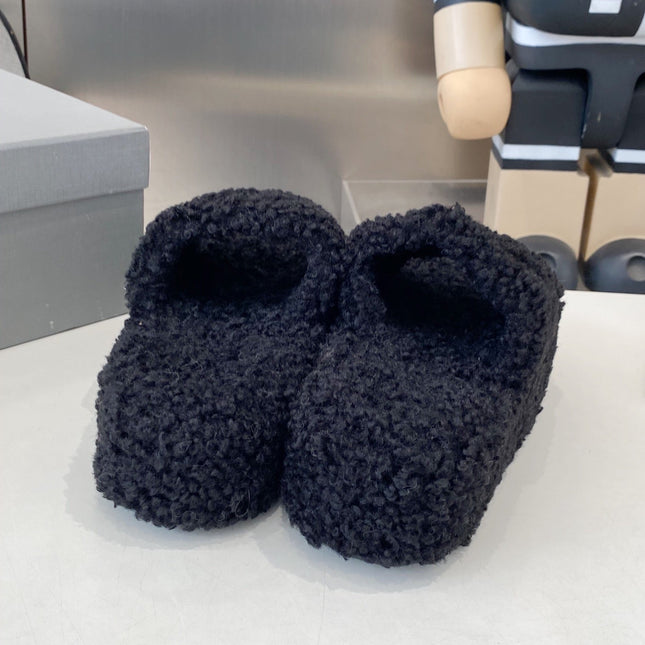 BALENCIAGA 25S SLIPPERS IN BLACK MIX RED WOOL