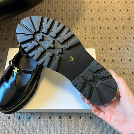 CELINE 26S BULKY BABIES MARY JANE SHOES 40 MM IN BLACK CALFSKIN