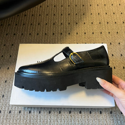 CELINE 26S MARY JANE SHOES 40 MM IN BLACK CALFSKIN