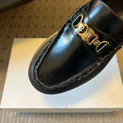 CELINE 26S LOAFER IN BLACK CALFSKIN WITH GOLD HARDWARE STYLE 3