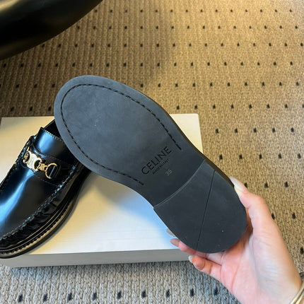 CELINE 26S LOAFER IN BLACK CALFSKIN WITH GOLD HARDWARE STYLE 3