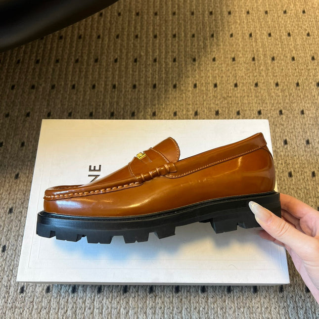 CELINE 26S LOAFER IN BROWN CALFSKIN WITH GOLD HARDWARE