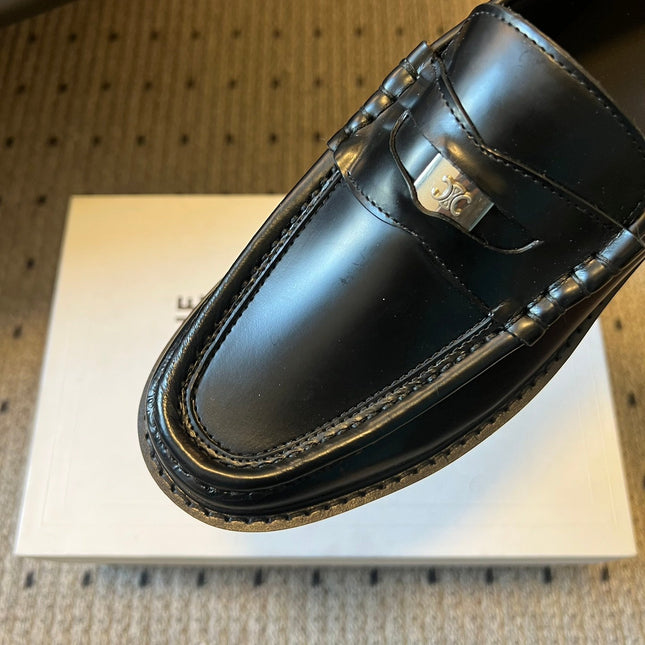 CELINE 26S LOAFER IN BLACK CALFSKIN WITH SILVER HARDWARE