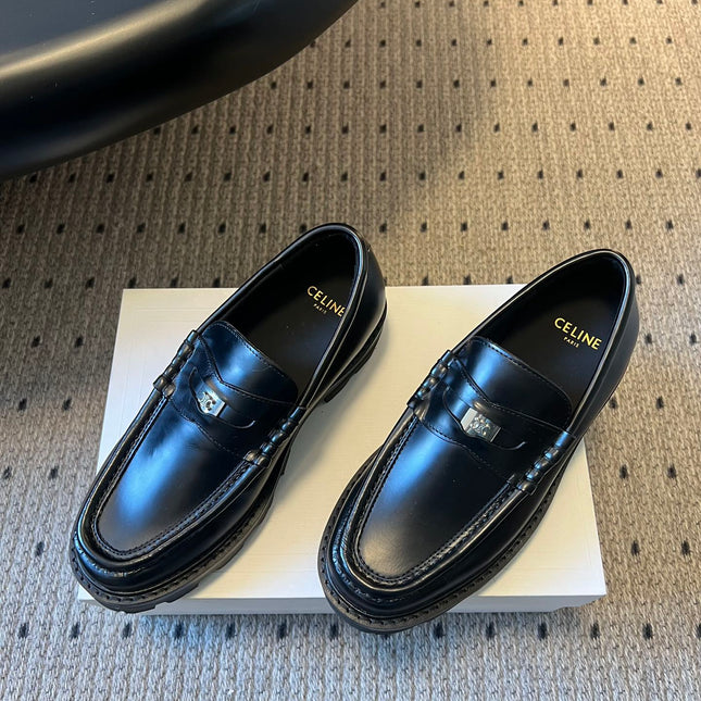 CELINE 26S LOAFER IN BLACK CALFSKIN WITH SILVER HARDWARE