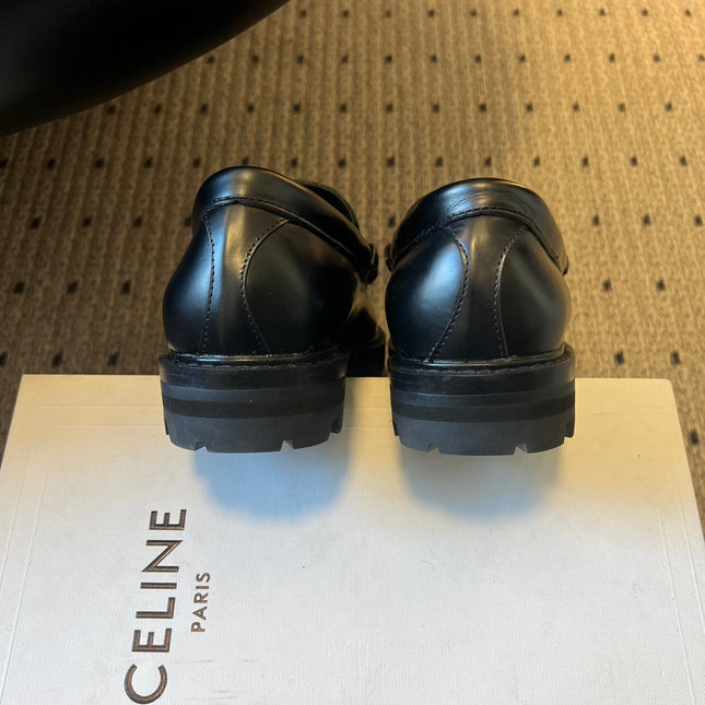 CELINE 26S LOAFER IN BLACK CALFSKIN WITH SILVER HARDWARE