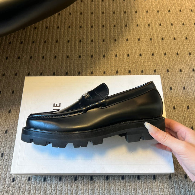 CELINE 26S LOAFER IN BLACK CALFSKIN WITH SILVER HARDWARE