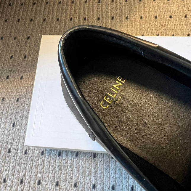 CELINE 26S LOAFER IN BLACK CALFSKIN WITH ARC DE TRIOMPHE BUCKLE