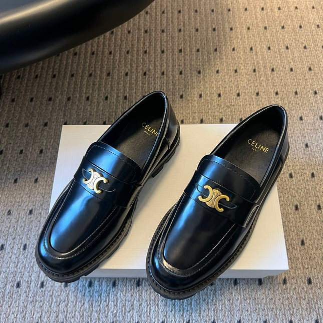 CELINE 26S LOAFER IN BLACK CALFSKIN WITH ARC DE TRIOMPHE BUCKLE
