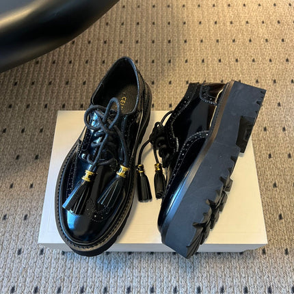 CELINE 26S SAINTNJORD TASSEL LOAFER 50 MM IN BLACK CALFSKIN