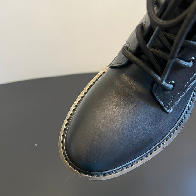 CELINE 26S MARGARET COMBAT BOOT 45 MM IN BLACK CALFSKIN