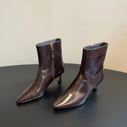 BOTTEGA VENETA 26S POINTED-TOE BOOTS 50 MM IN DARK BROWN CALFSKIN