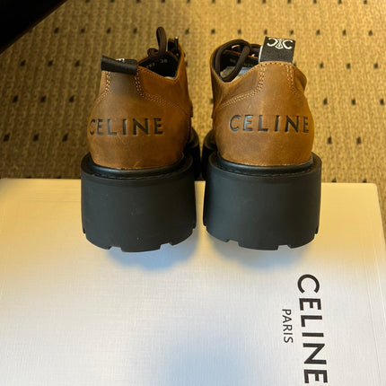 CELINE 26S LACE-UP LOAFERS IN DARK BROWN CALFSKIN