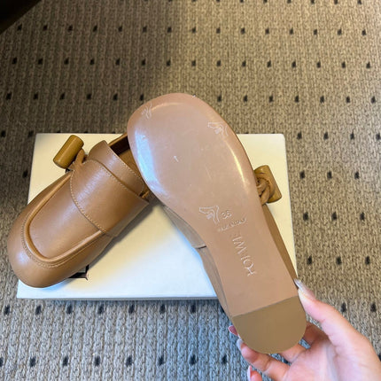 LOEWE 26S TOGGLE LOAFER 20MM IN NUDE BROWN SHINY CALFSKIN