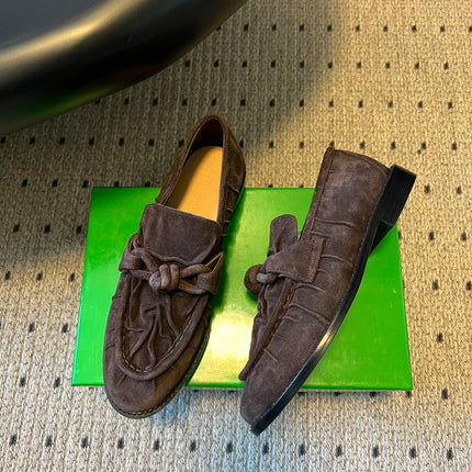 BOTTEGA VENETA 26S LOAFERS IN DARK BROWN SUEDE