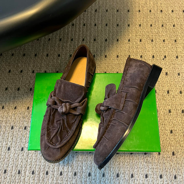 BOTTEGA VENETA 26S LOAFERS IN DARK BROWN SUEDE