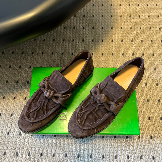 BOTTEGA VENETA 26S LOAFERS IN DARK BROWN SUEDE