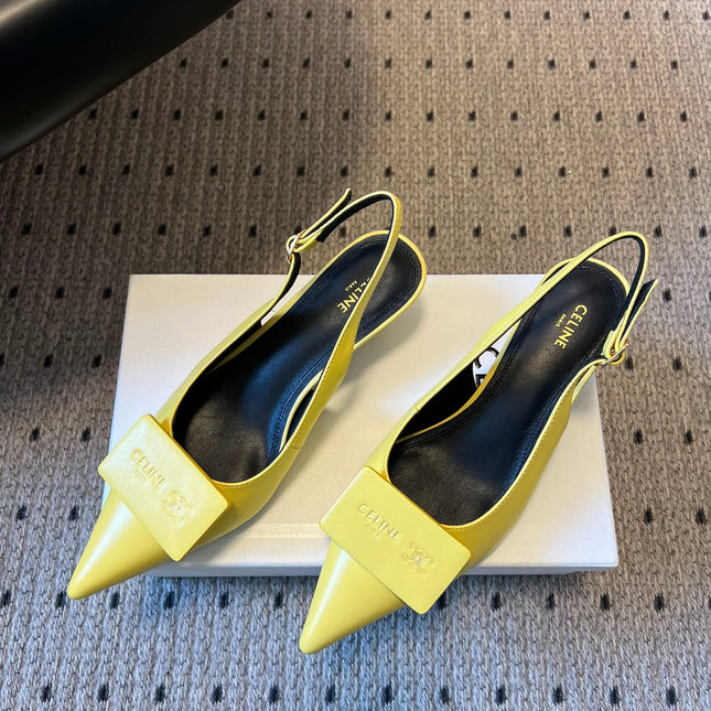 CELINE 26S HIGH-HEEL SLINGBACK 55 MM IN YELLOW CALFSKIN