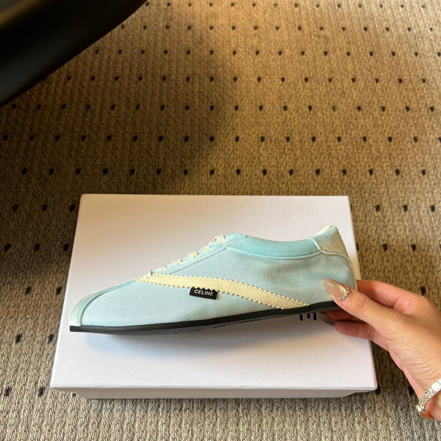 CELINE 26S SNEAKERS IN PASTEL BLUE VELVET