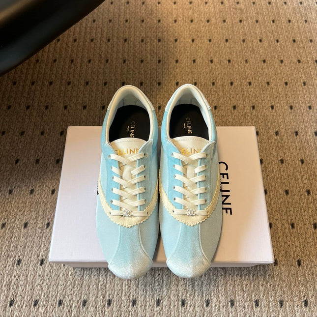 CELINE 26S SNEAKERS IN PASTEL BLUE VELVET